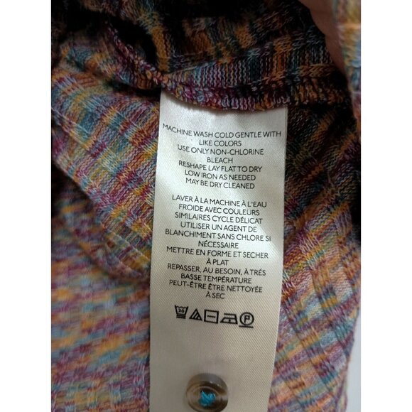 Anthropologie Womens Rainbow Henley Top Small Multi Puff Sleeve Scoop Neck Knit - Picture 8 of 13